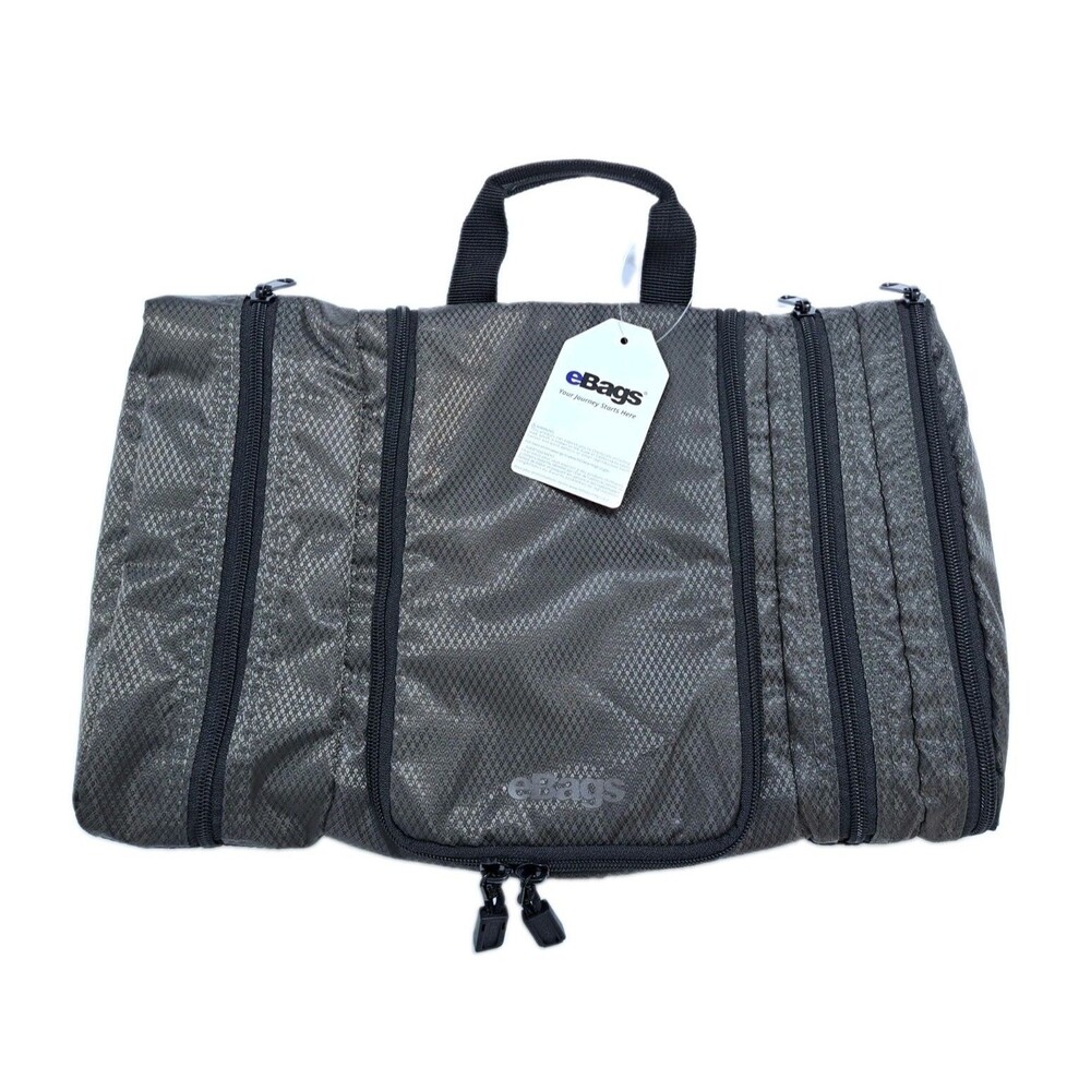 eBags Pack It Flat Toiletry Kit Large Titanium Gray Travel Bag New